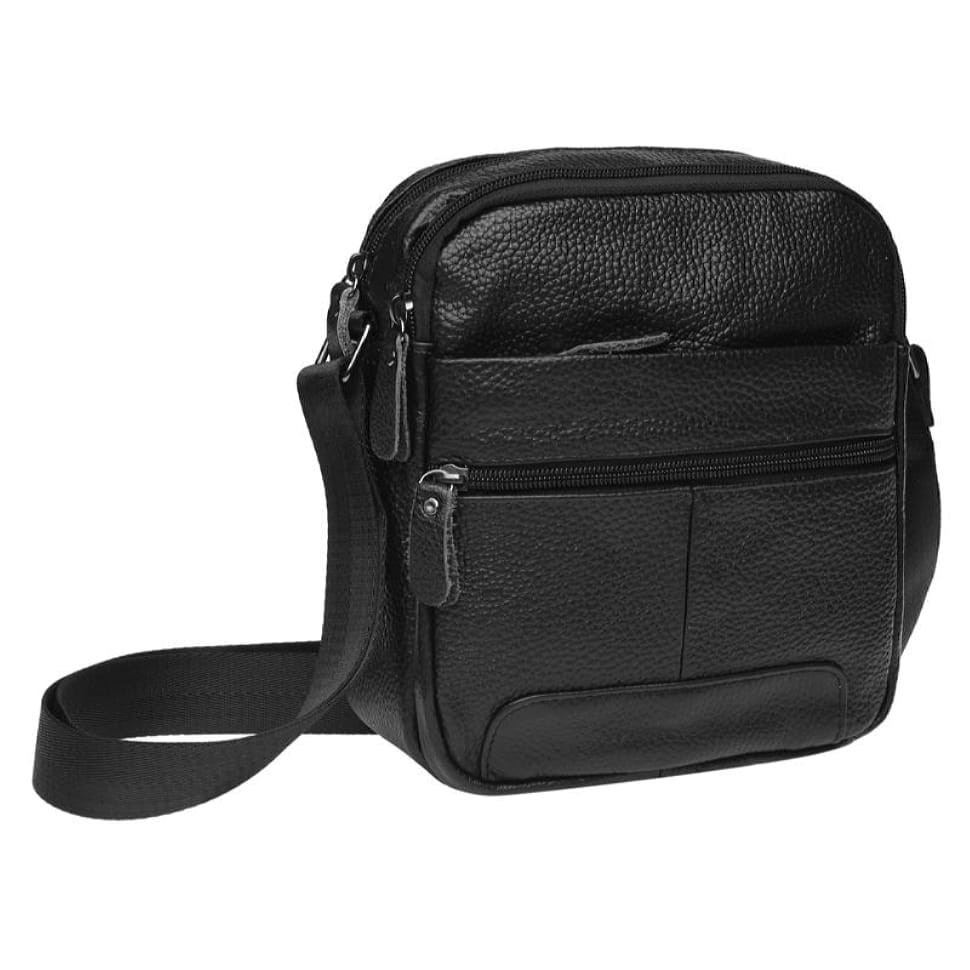 Чоловіча шкіряна сумка через плече Borsa Leather K11030-black
