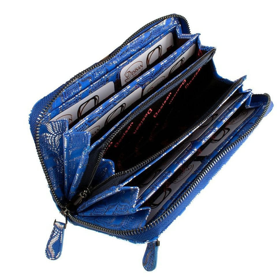 Гаманець жіночий шкіряний Desisan 09-201 синій з візерунком