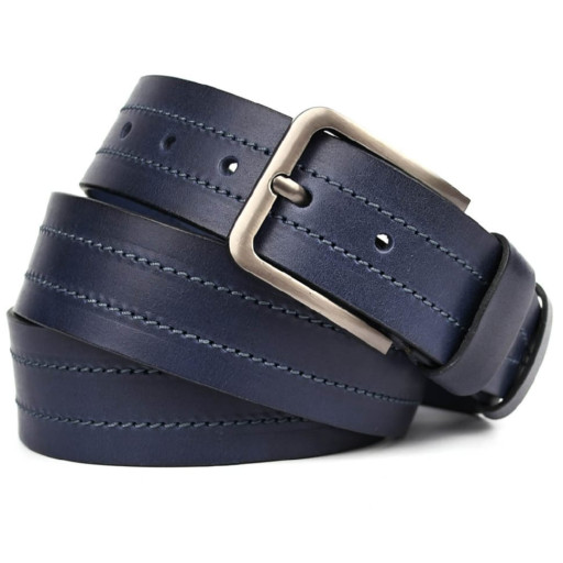 Ремінь шкіряний синій з рядком 40мм чоловічий Limary sk400323