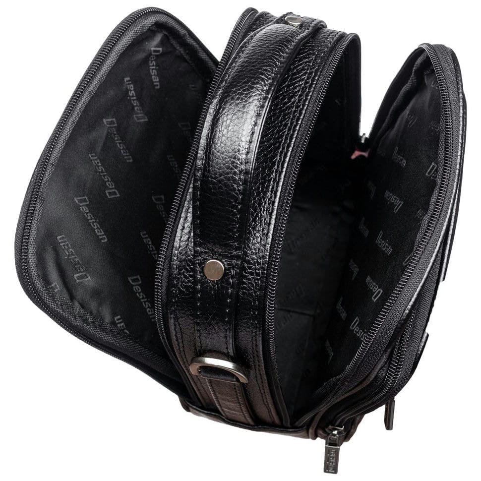 Барсетка м'яка шкіряна DESISAN 3022-01 чорний дрібний флотар