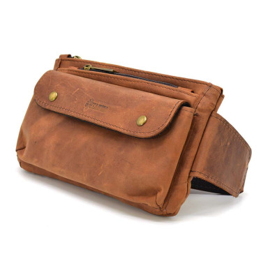 Leather belt bag, banana RB-8136-3md TARWA cognac