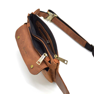 Leather belt bag, banana RB-8136-3md TARWA cognac