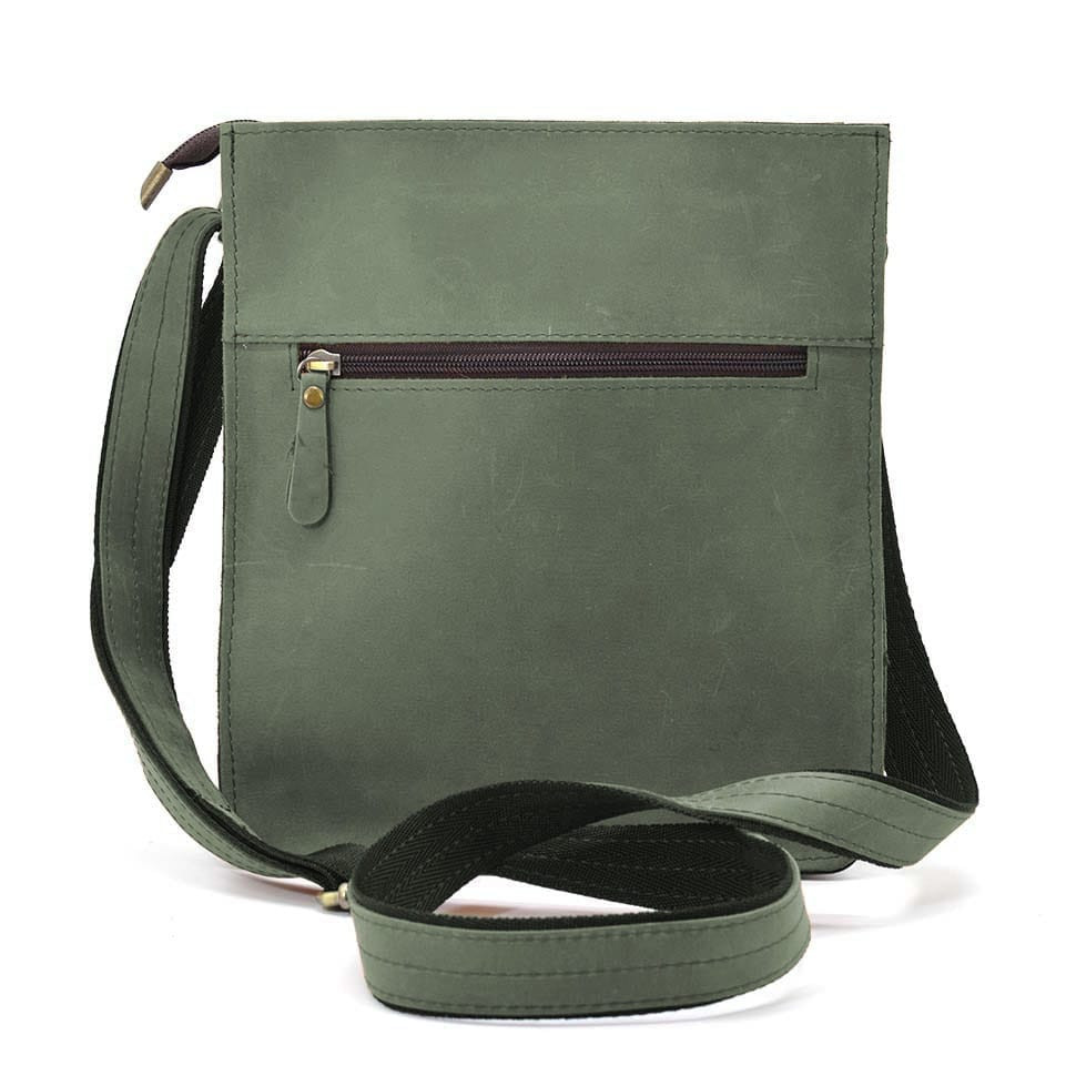 Шкіряна чоловіча сумка через плече LIMARY Lim-130RE зелена