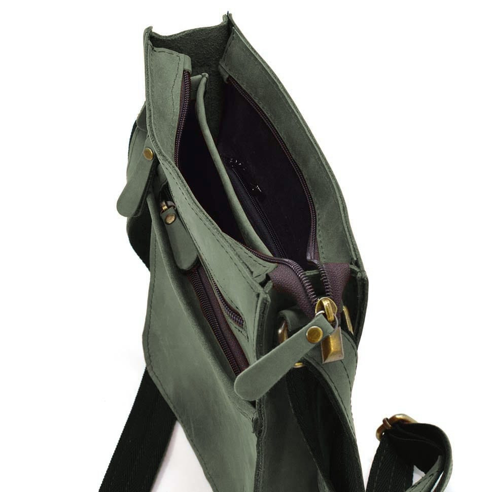 Шкіряна чоловіча сумка через плече LIMARY Lim-130RE зелена