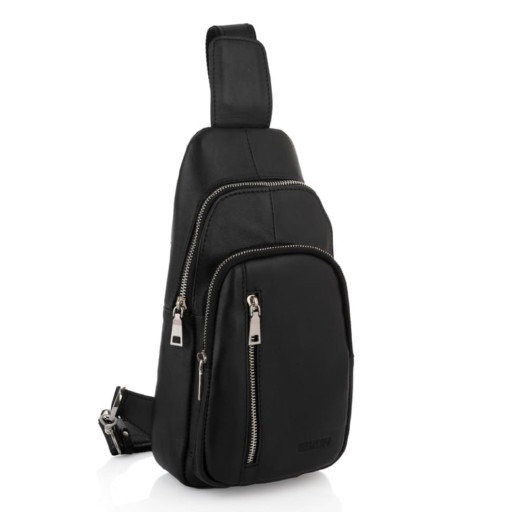 Чорна сумка слінг із гладкої телячої шкіри Newery N9012GA