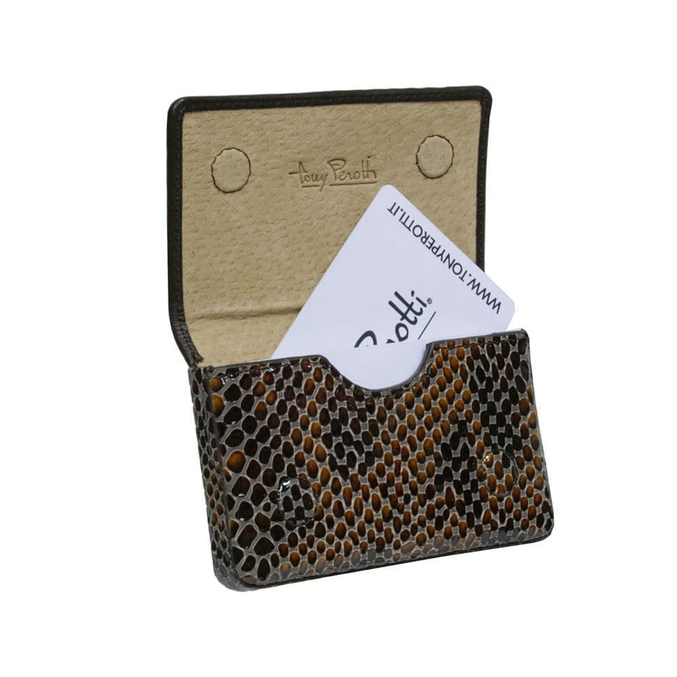 Leather business card holder Fashion 2678 moro brown