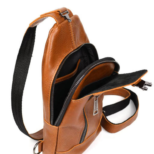 Чоловічий рюкзак слінг шкіряний коньяк TARWA GB-0116-3md