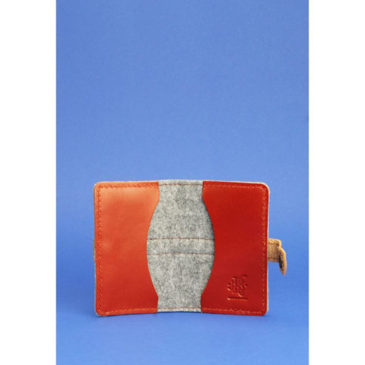 Фетровий кард-кейс (візитниця) 6.1 зі шкіряними коричневими вставками