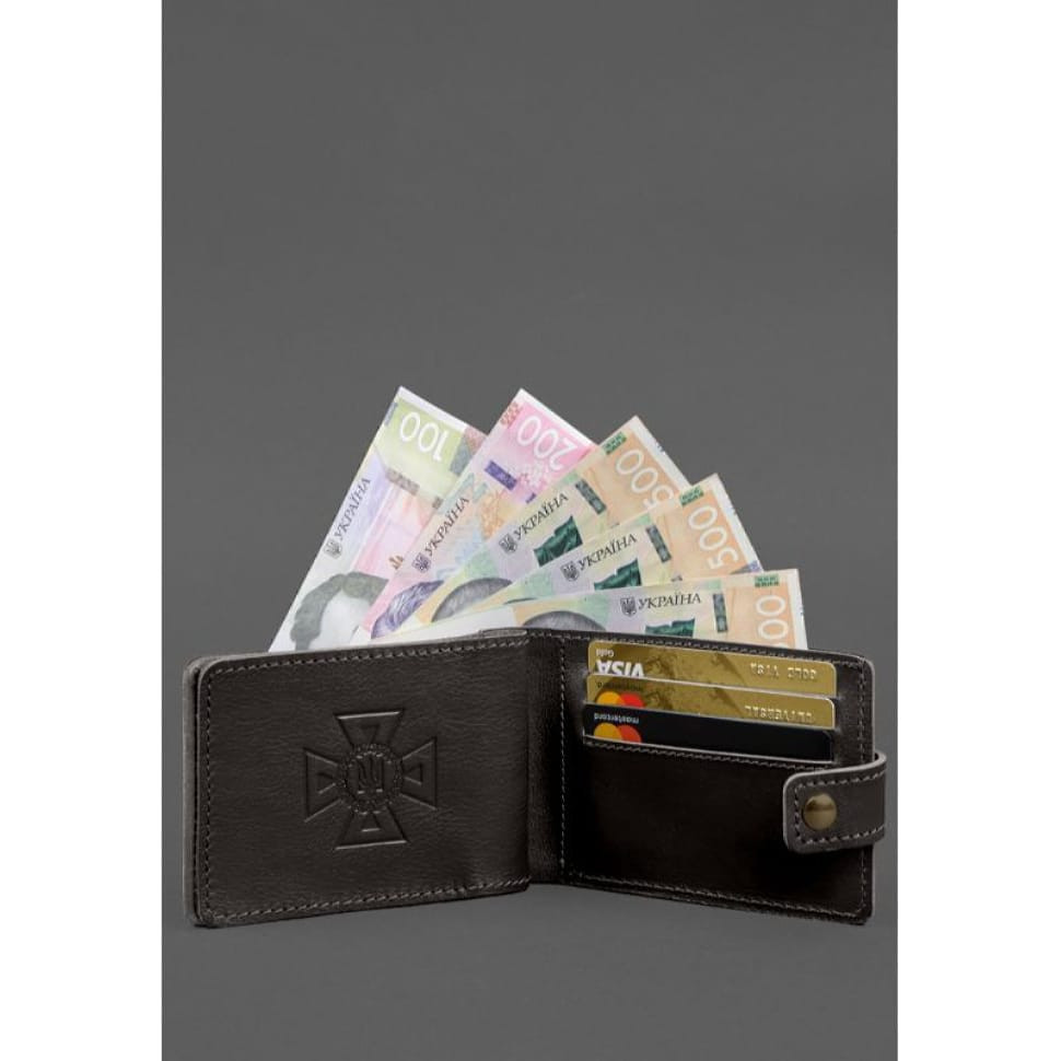 Шкіряна обкладинка-портмоне на посвідчення ДСНС темно-коричнева