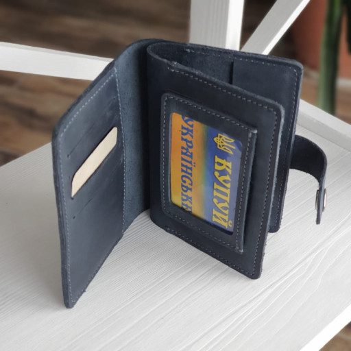 Шкіряна обкладинка для документів BGS синя BGS3282