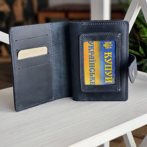 Шкіряна обкладинка для документів BGS синя BGS3282