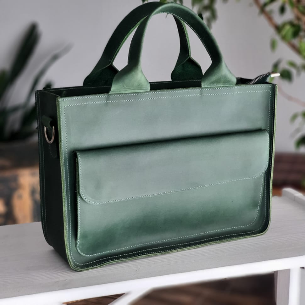 Жіноча шкіряна ділова сумка BGS зелена BGS3083