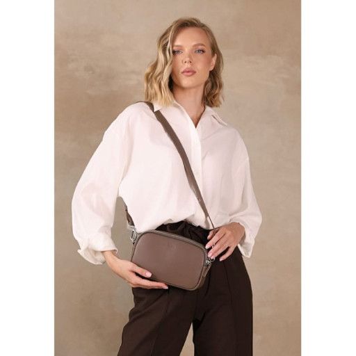 Жіноча шкіряна сумка/кроссбоді Holly темно-бежева