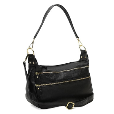 Женская кожаная сумка Borsa Leather K1213-black