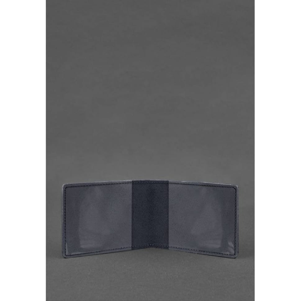 Універсальна шкіряна обкладинка для посвідчення темно-синя Crazy Horse