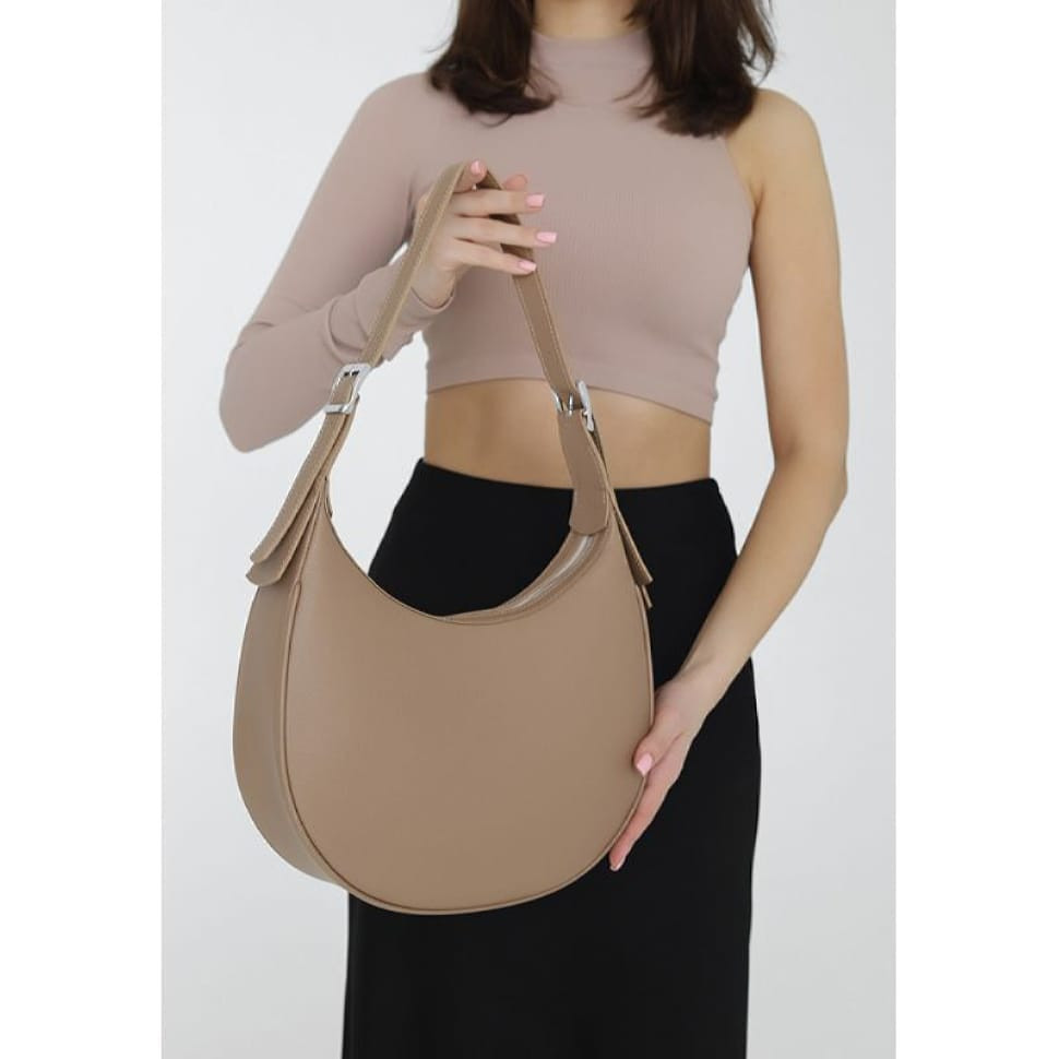 Жіноча шкіряна сумка Vivian темно-бежева флотар