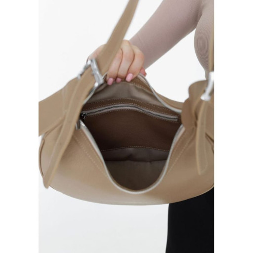 Жіноча шкіряна сумка Vivian темно-бежева флотар