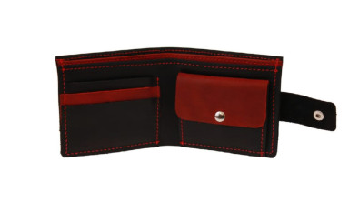 Men's small leather wallet SULLIVAN 96214(8) black-red