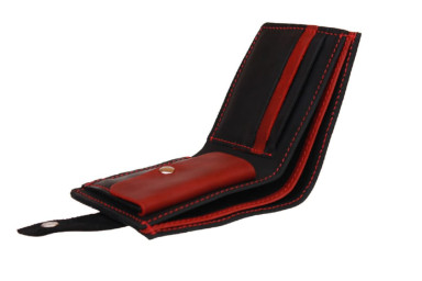 Men's small leather wallet SULLIVAN 96214(8) black-red