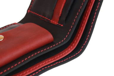 Men's small leather wallet SULLIVAN 96214(8) black-red