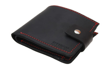 Men's small leather wallet SULLIVAN 96214(8) black-red