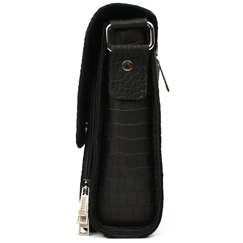 Шкіряна сумка через плече RepA-3027-4lx бренду TARWA чорний колір рептилія