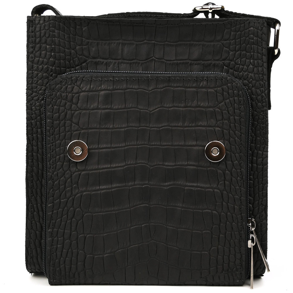 Шкіряна сумка через плече RepA-3027-4lx бренду TARWA чорний колір рептилія