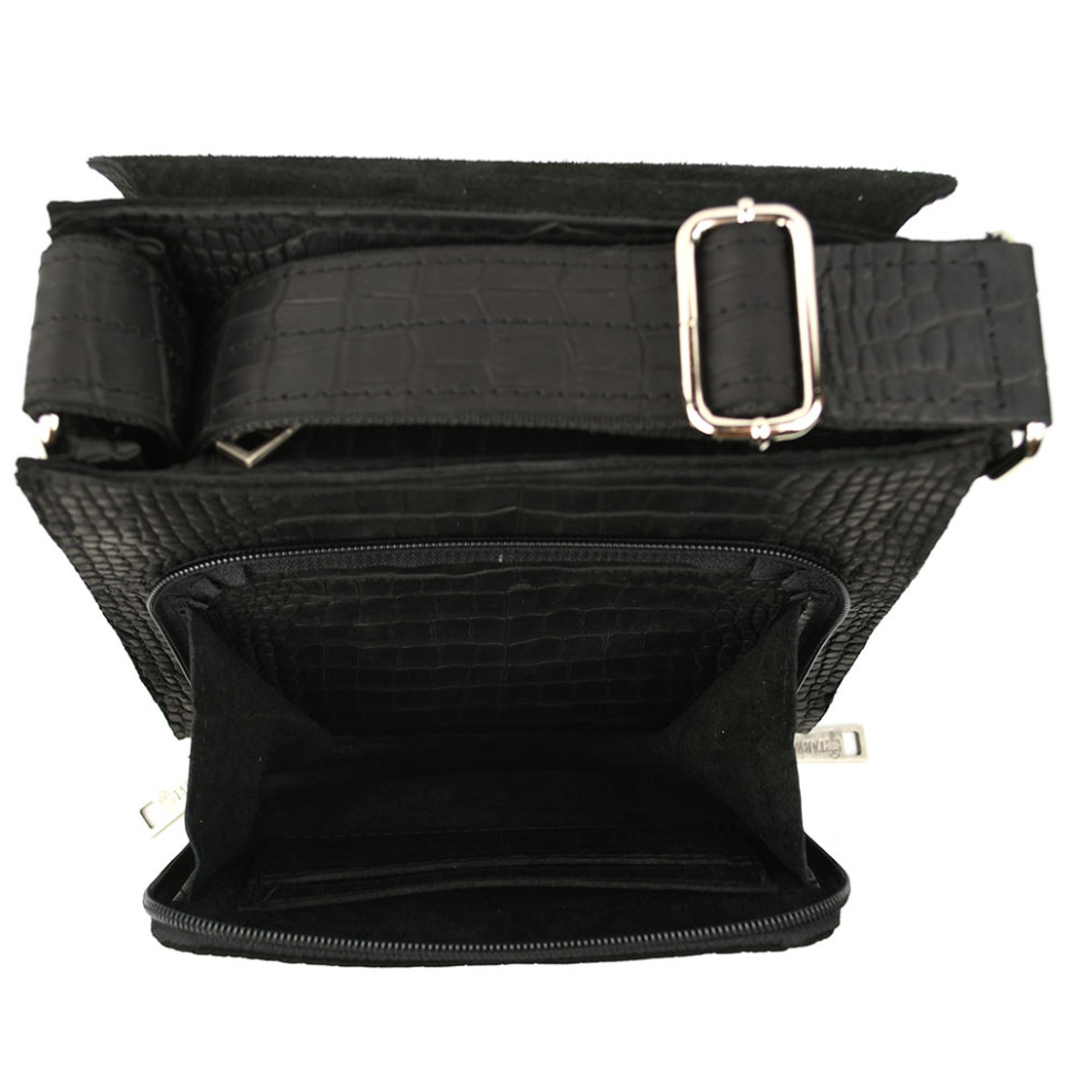 Шкіряна сумка через плече RepA-3027-4lx бренду TARWA чорний колір рептилія