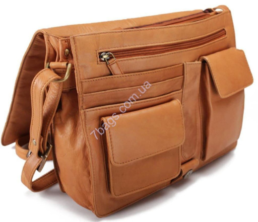 Брендова модна сумка-месенджер унісекс із натуральної шкіри від Visconti 753 пісок