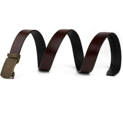 Ремінь чоловічий із зернистою пряжкою автомат Vintage 20273 Коричневий