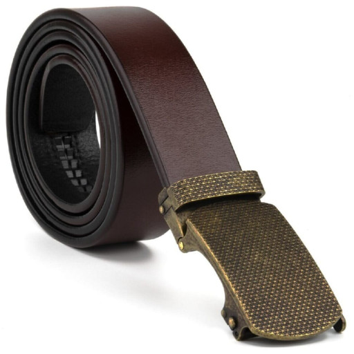 Ремінь чоловічий із зернистою пряжкою автомат Vintage 20273 Коричневий