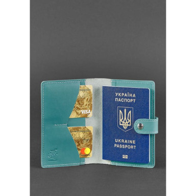 Leather passport cover 3.0 turquoise