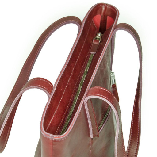 Жіночий шкіряний шоппер на блискавці Grande Pelle 77266101, вишня