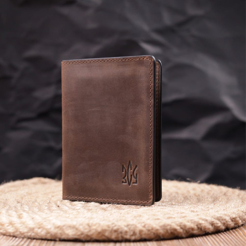 Матова вінтажна шкіряна бирка на валізу Shvigel 16558 Бордовий