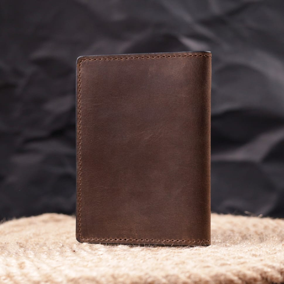 Матова вінтажна шкіряна бирка на валізу Shvigel 16558 Бордовий