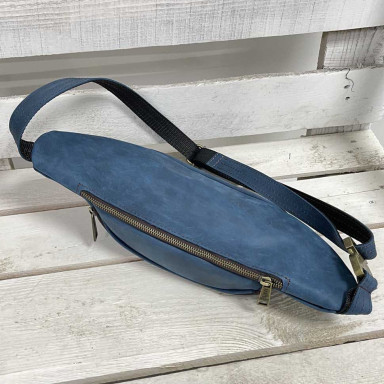 Leather belt bag leather banana TARWA RKsky-3036-4lx blue