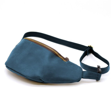 Leather belt bag leather banana TARWA RKsky-3036-4lx blue