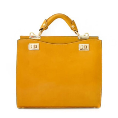 Pratesi RSE150/32 - Anna Maria Luisa de' Medici Medium Lady Bag in cow leather Radica Mustard
