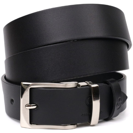Стильний ремінь брючний для чоловіків з натуральної шкіри GRANDE PELLE 11675 Чорний