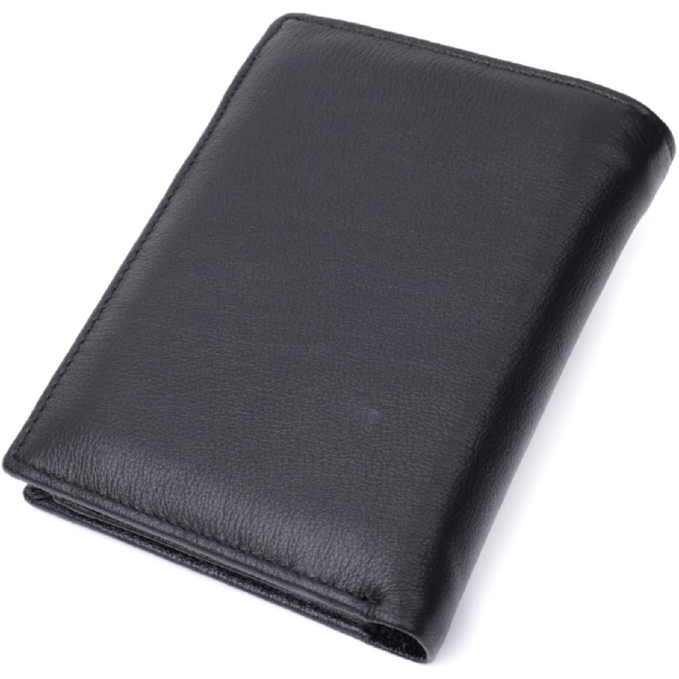 Мужское кожаное портмоне для карт купюр и монет ST Leather 22733 Черное
