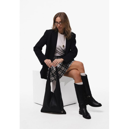 Кожаная сумка шопер Nika черный зернистый