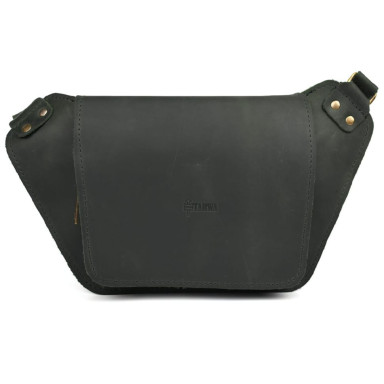 Leather fanny pack belt green matte leather RE-8127-3md TARWA