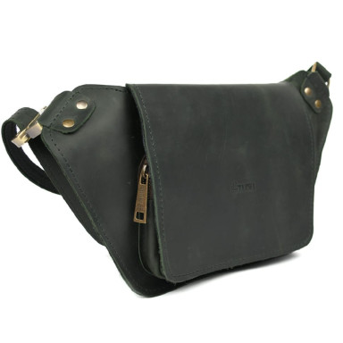 Leather fanny pack belt green matte leather RE-8127-3md TARWA