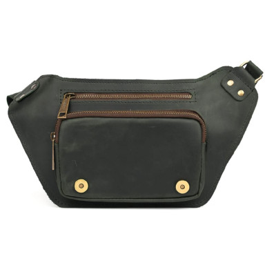 Leather fanny pack belt green matte leather RE-8127-3md TARWA