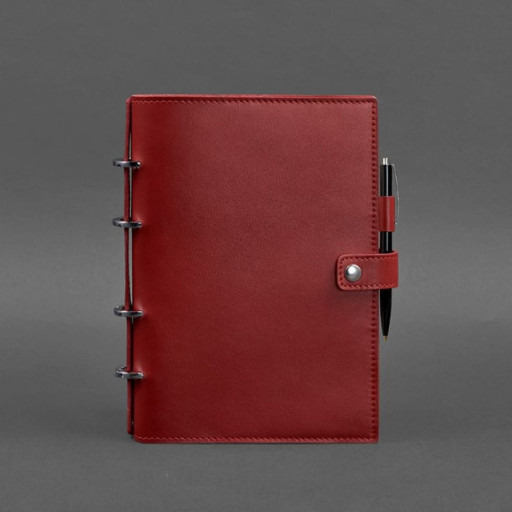 Шкіряний блокнот із датованим блоком (Софт-бук) 9.1 червоний