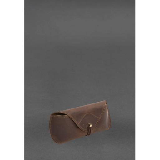 Шкіряний чохол для окулярів із клапаном на гумці Темно-коричневий Crazy Horse