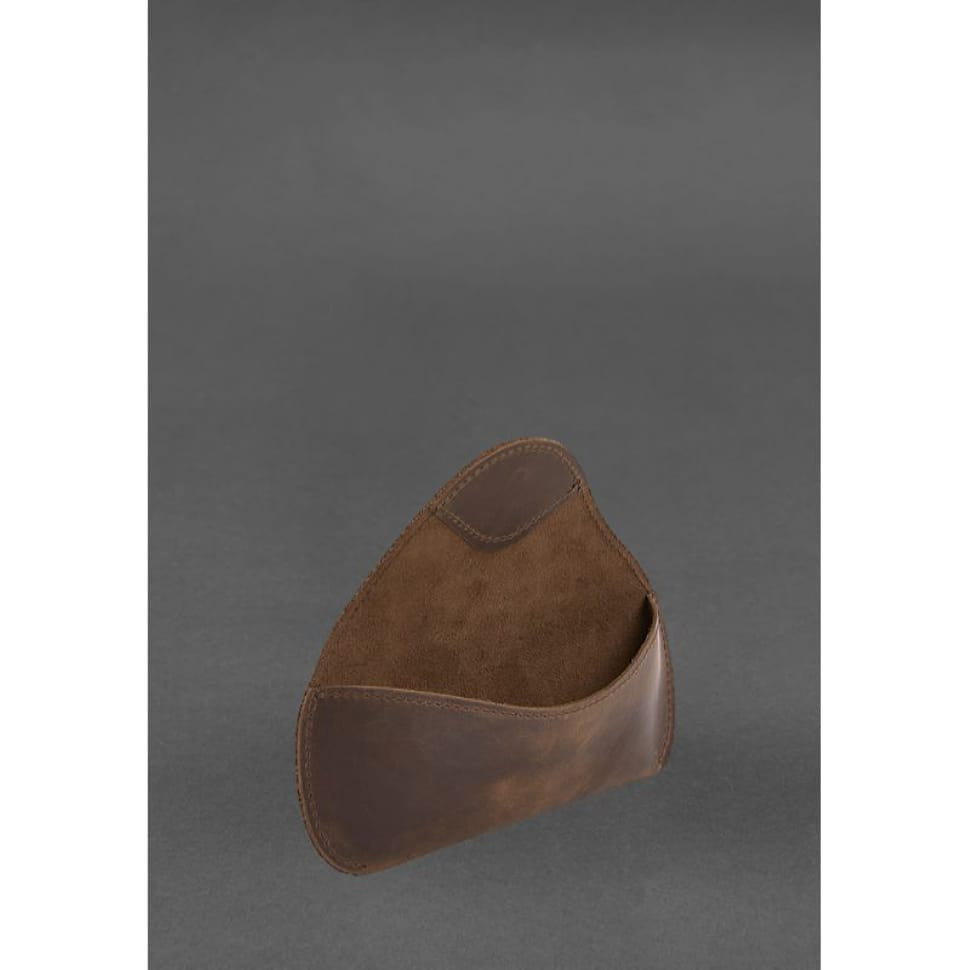 Шкіряний чохол для окулярів із клапаном на гумці Темно-коричневий Crazy Horse