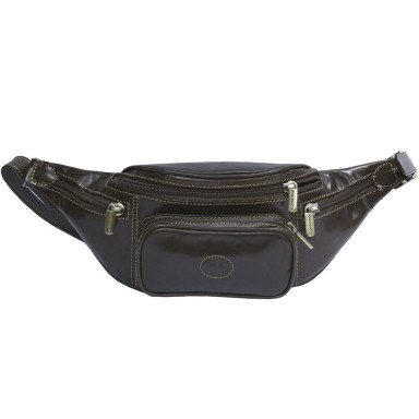 Leather bag (banana) Italico 8018 moro brown