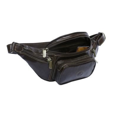 Leather bag (banana) Italico 8018 moro brown