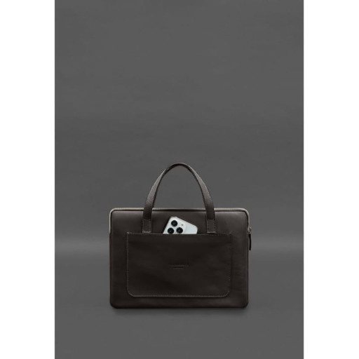 Шкіряний чохол із ручками для ноутбука 13 дюйм Темно-коричневий